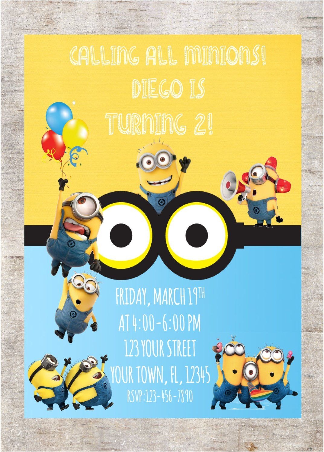 editable minions birthday invitation template