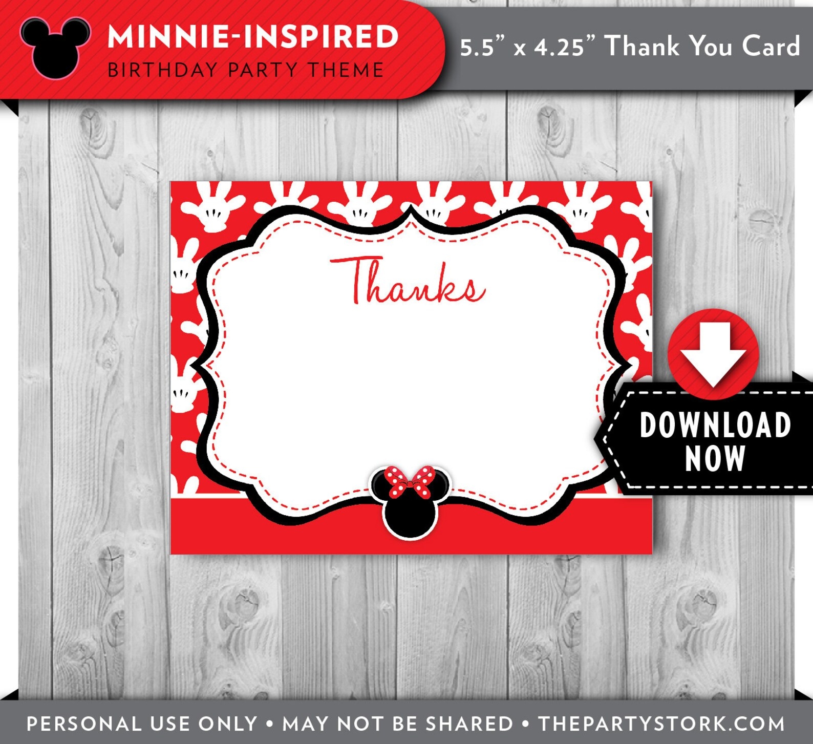 printable minnie mouse thank you cards