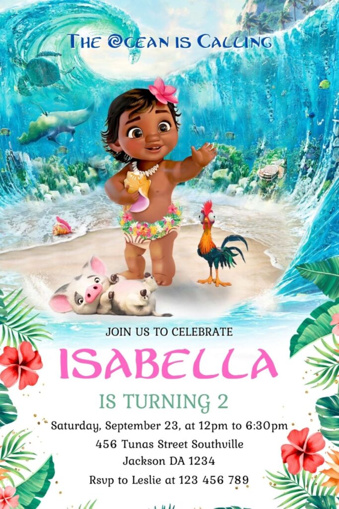Moana Birthday Invitation Template Canva 4 Moana Birthday Invitation