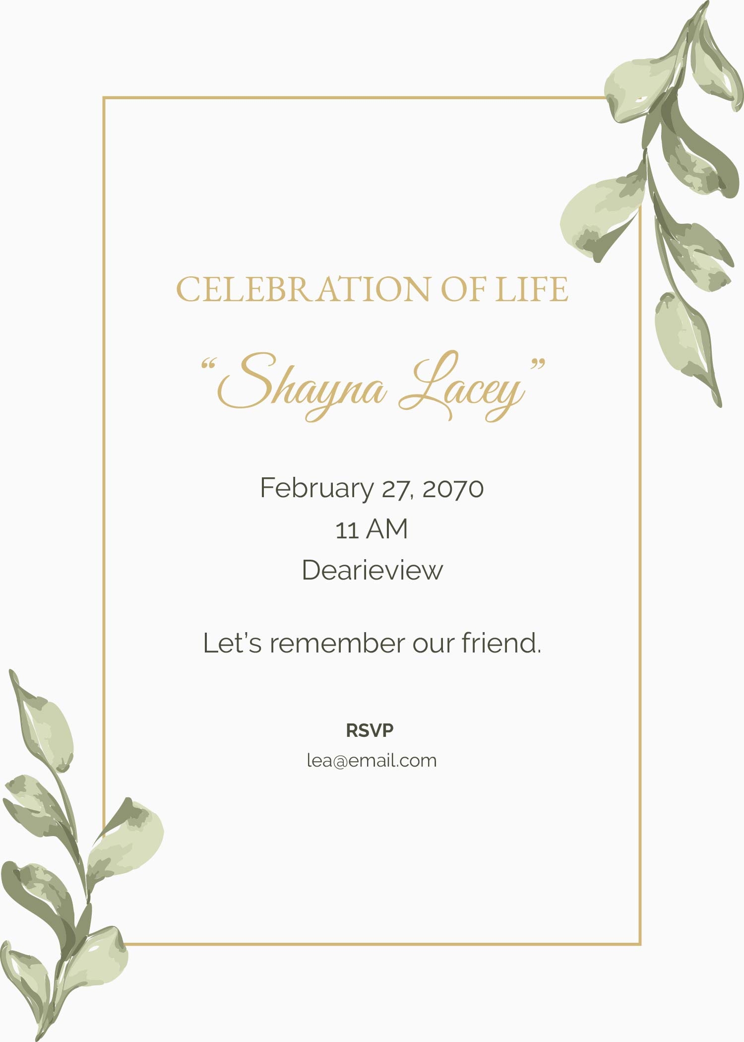 celebration of life invitation template free download