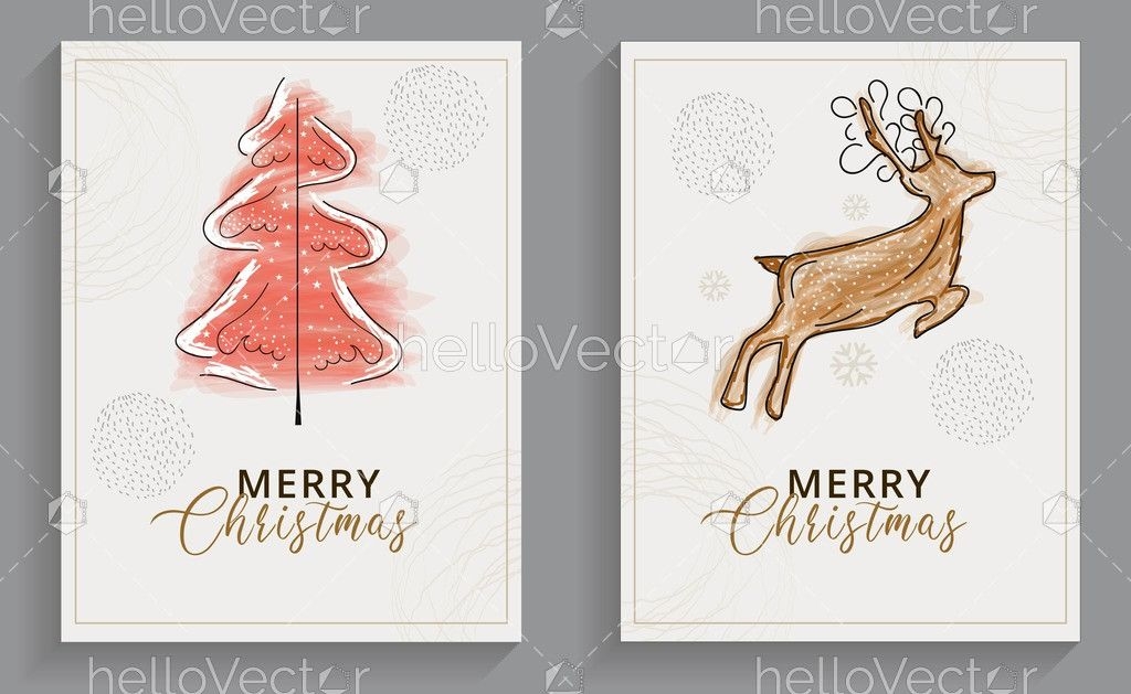 Modern Minimalist Christmas Greeting Cards Download Graphics Vectors