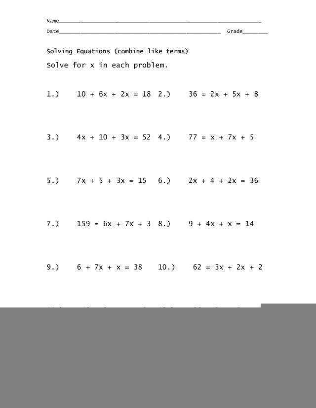 multistep equations worksheet
