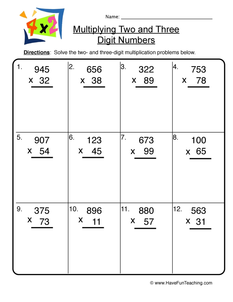 Multiplication 3 Digit By 2 Digit Worksheet Multiplication Worksheets