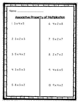 Multiplication And The Associative Property 3rd Grade Worksheet 