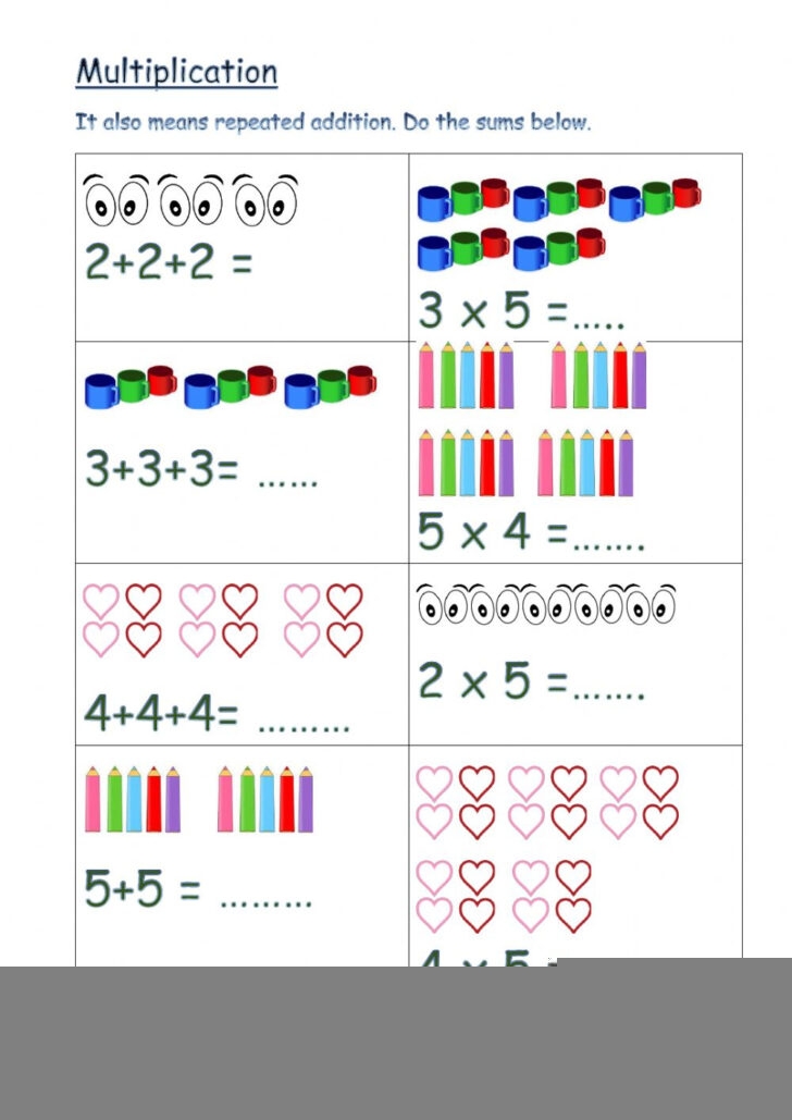 multiplication by repeated addition worksheets