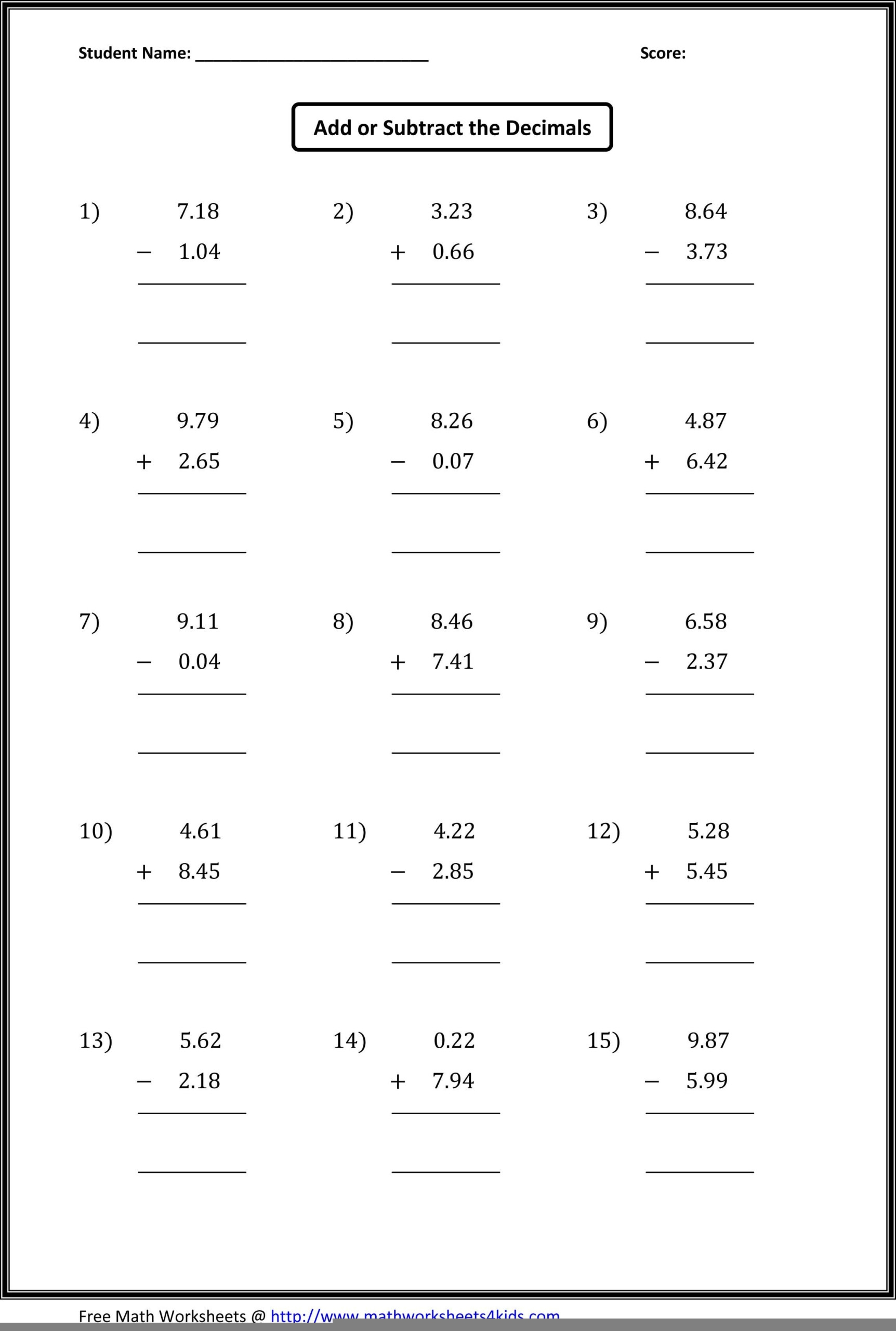 multiplication decimals worksheets