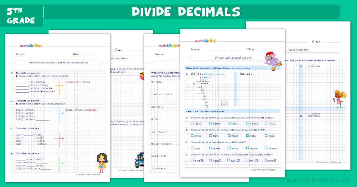 Multiplication Division Decimals Worksheets Printable Calendars AT A 