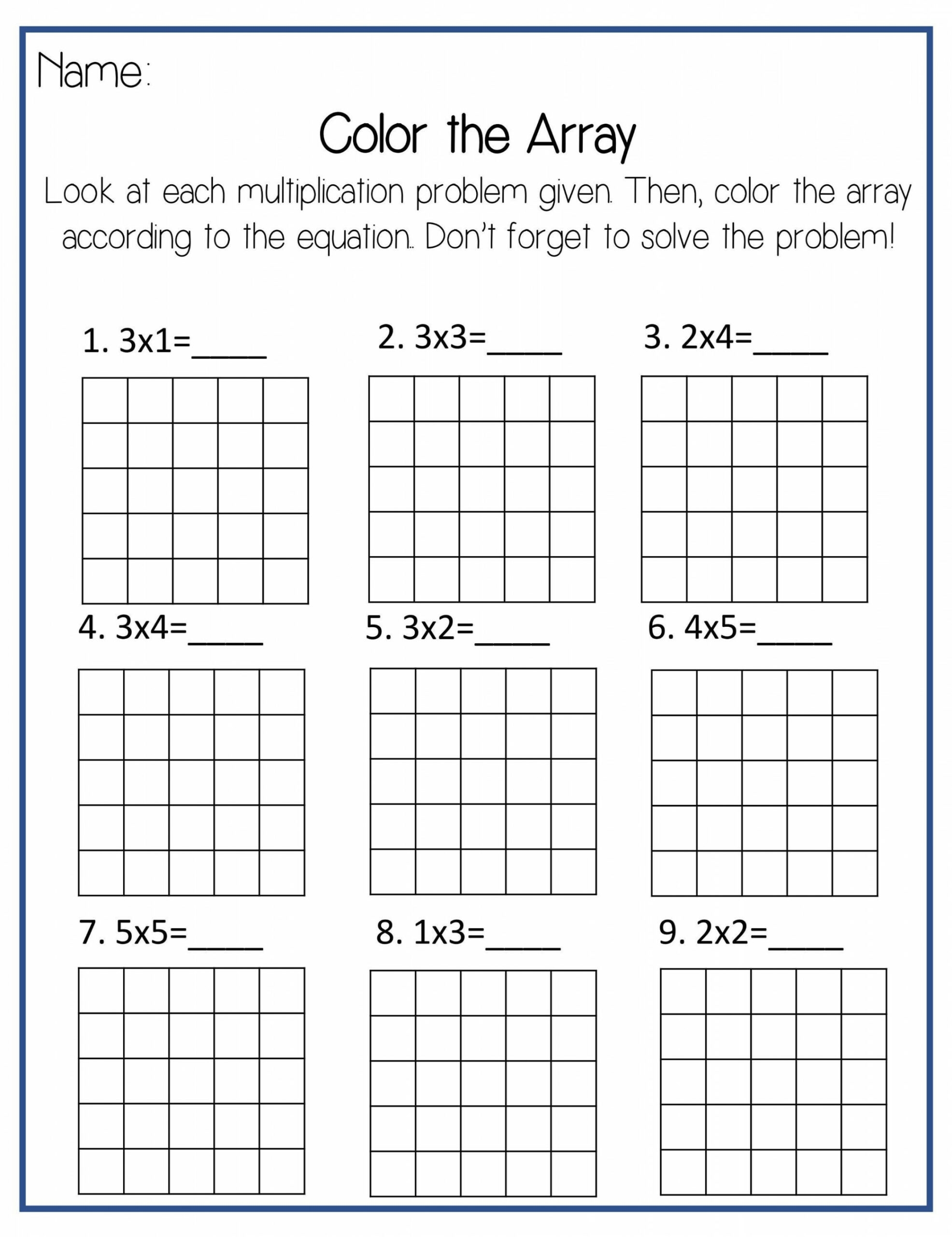 Multiplication Drawing Arrays Worksheets Printable PDF Template