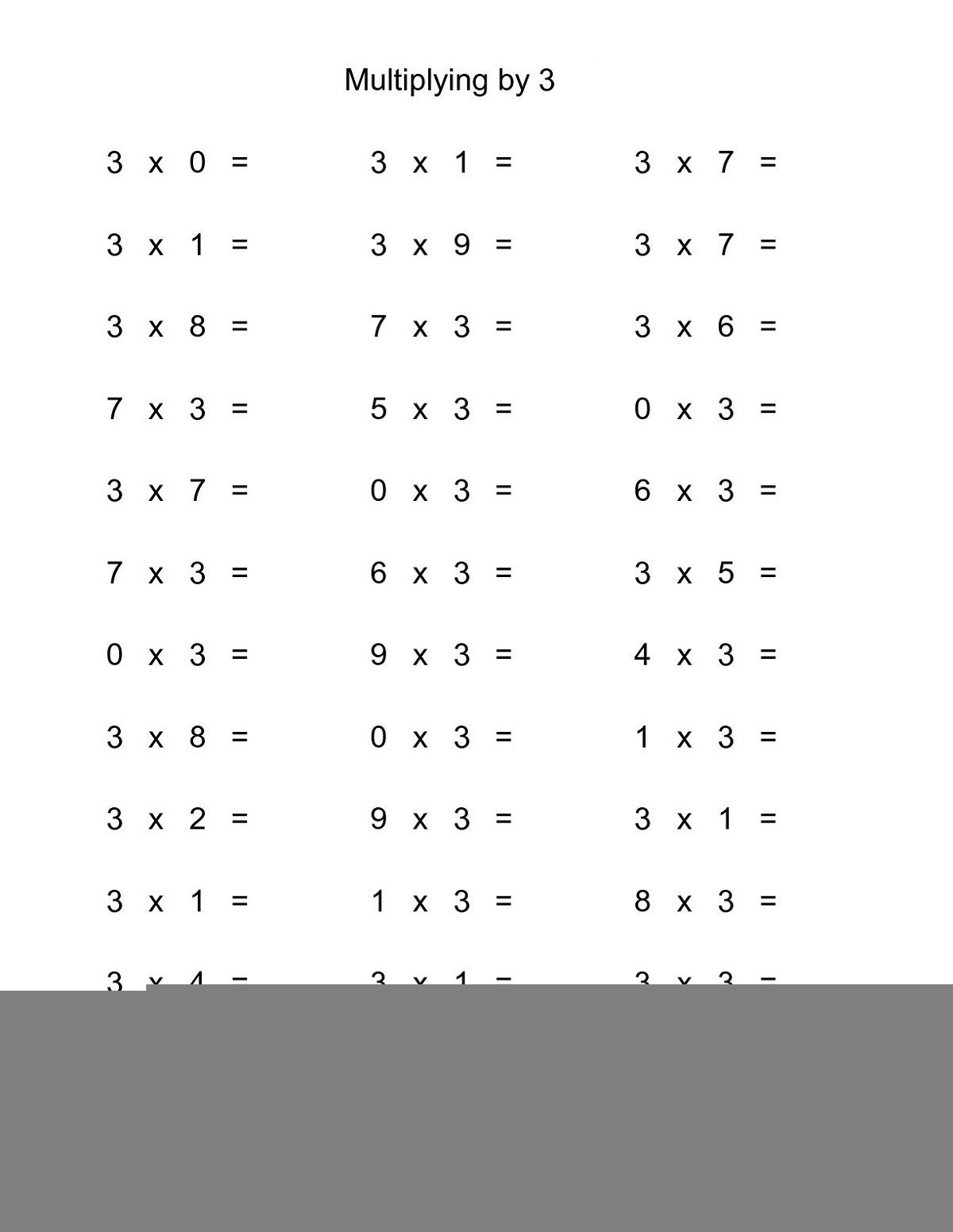 Multiplication Practice Sheets 3s Multiplication Worksheets