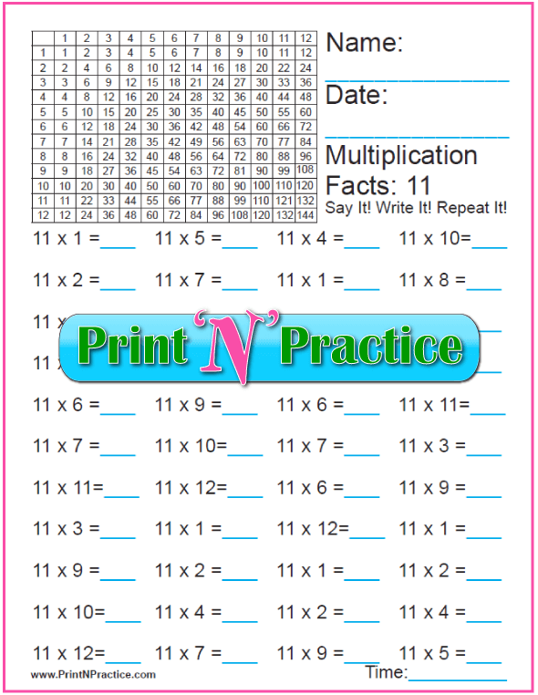 Multiplication Table 1 12 Worksheet Pdf Free Infoupdate