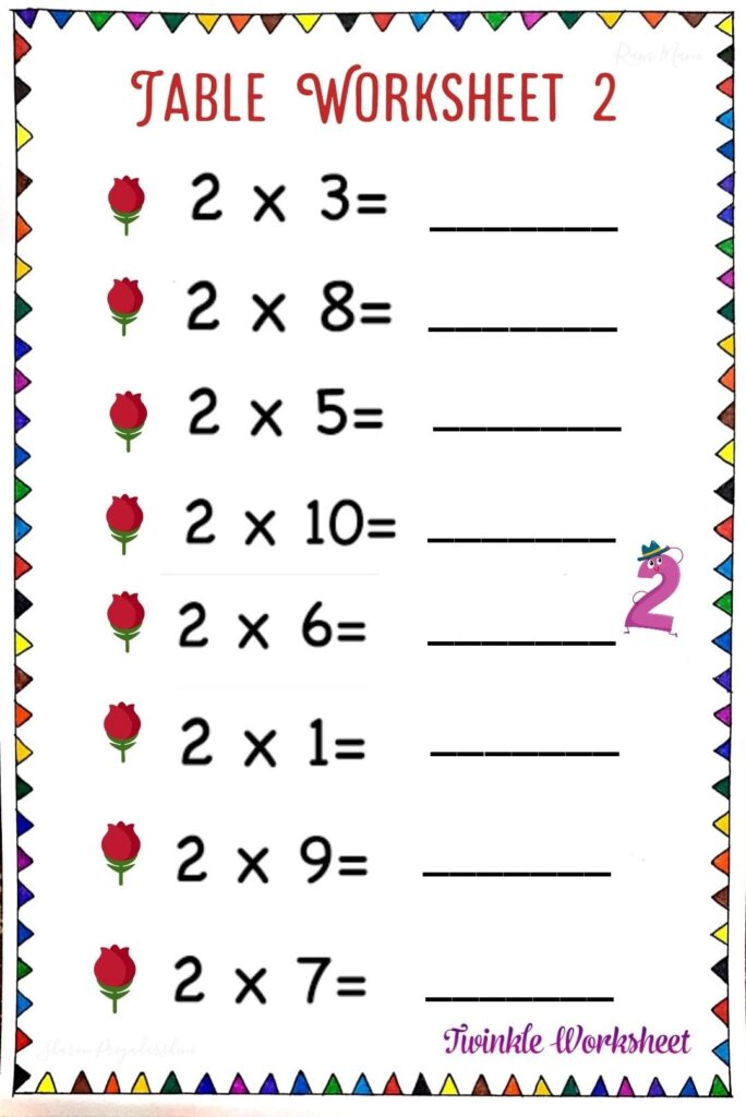 Multiplication Tables 2 Worksheet