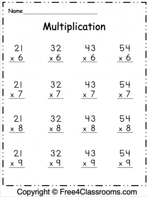 two digit by one digit multiplication worksheets