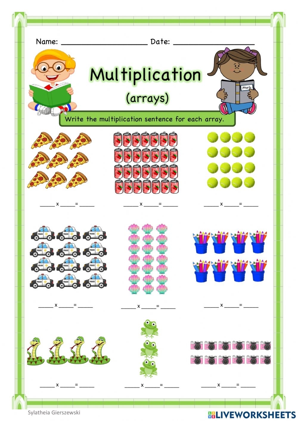 Multiplication Using Arrays Worksheets Printable Worksheets