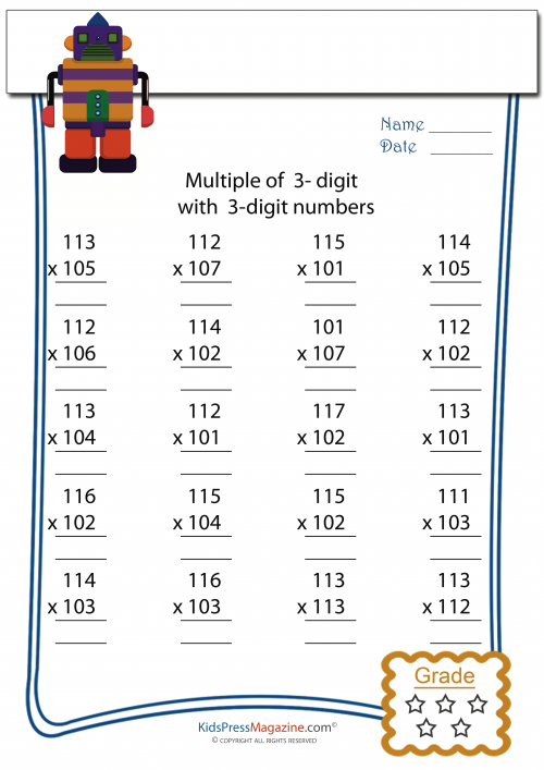 multiplication 3 digit by 3 digit worksheet