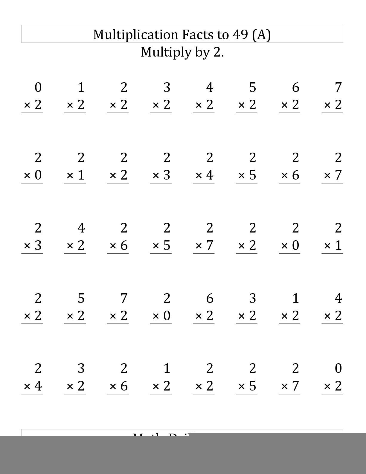 Multiplication Worksheets 0 2 Multiplication Worksheets