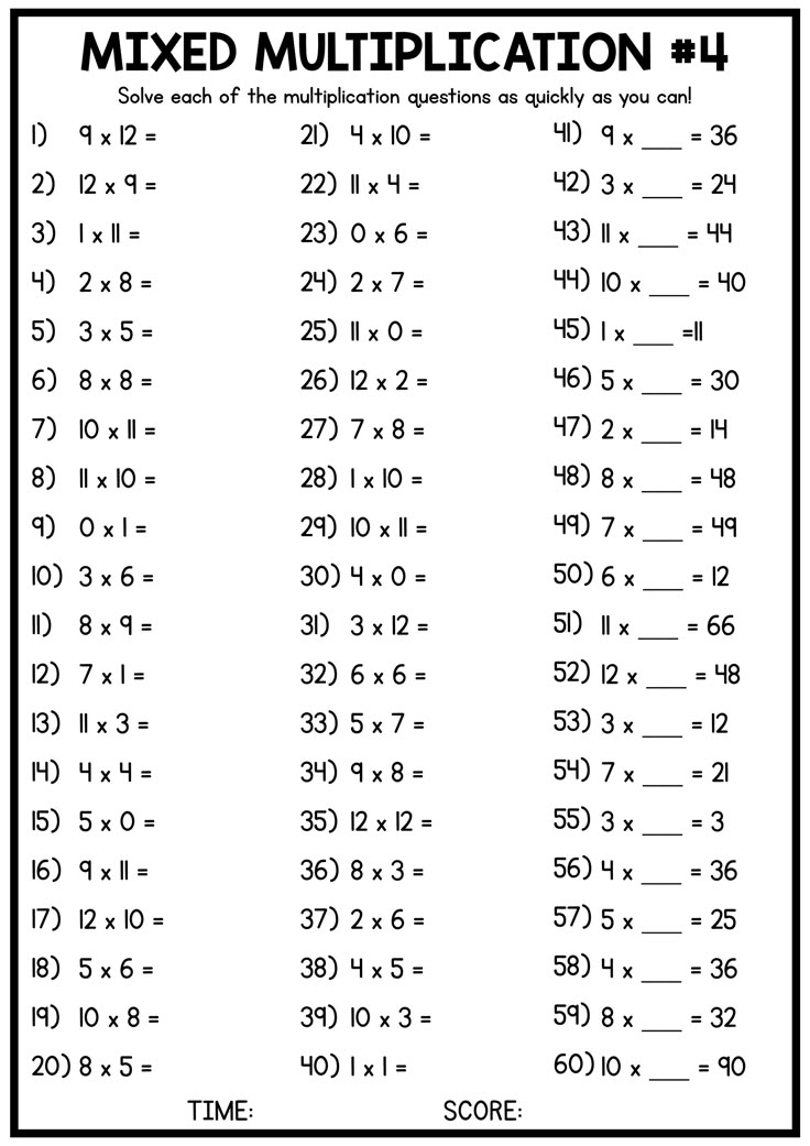 multiplication worksheets 4 times tables