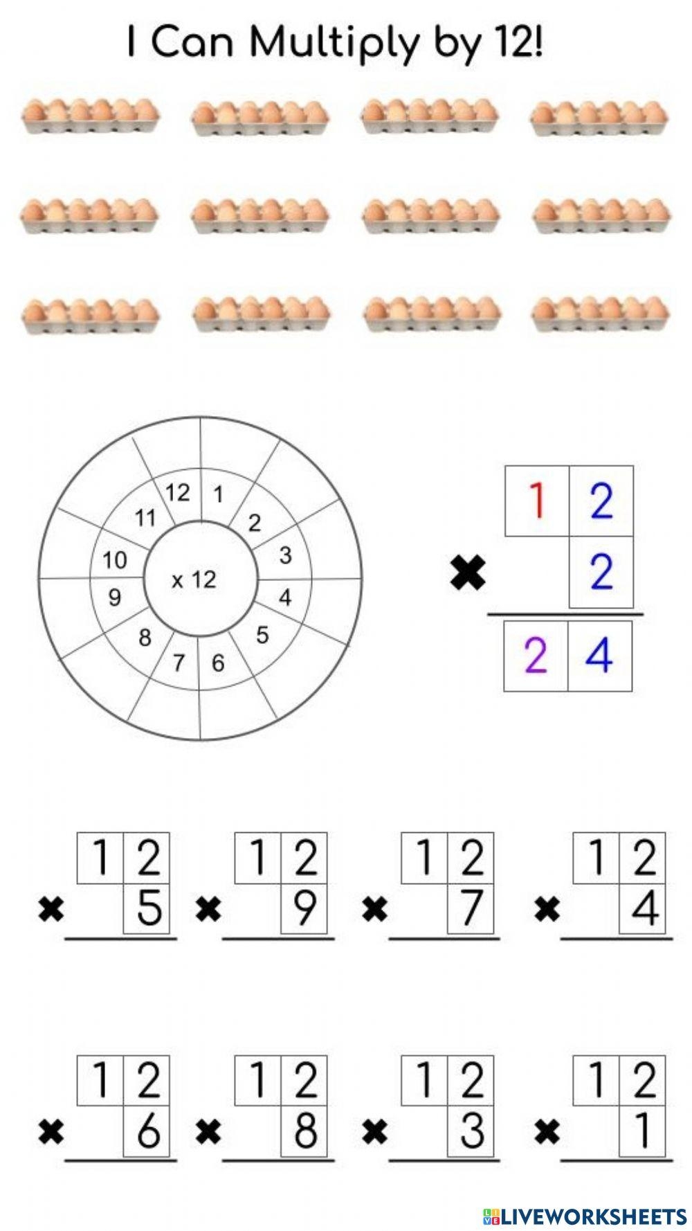 Multiply By 12 Interactive Worksheet Live Worksheets Worksheets Library