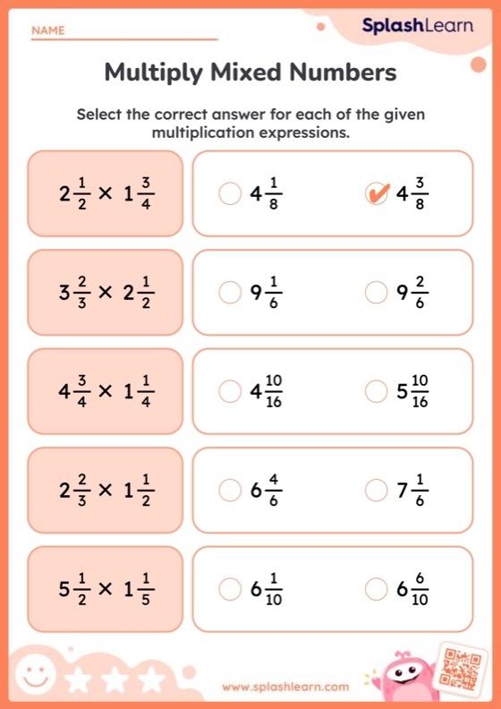 Multiply Mixed Numbers Worksheets For Kids Online SplashLearn