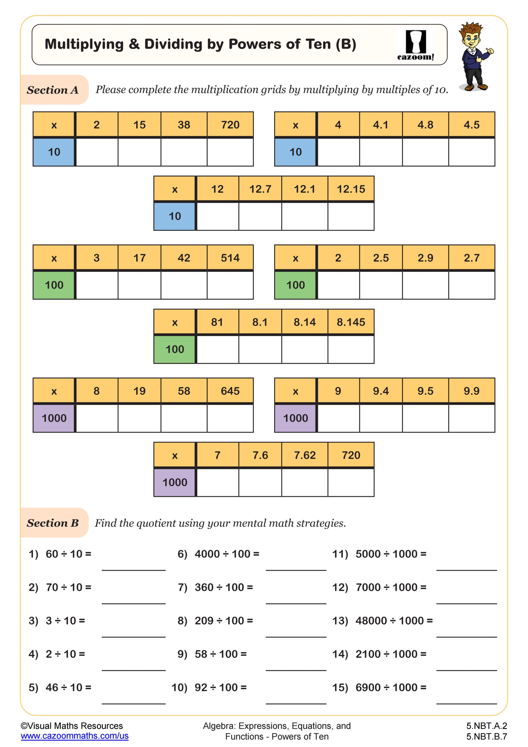 powers of ten worksheet