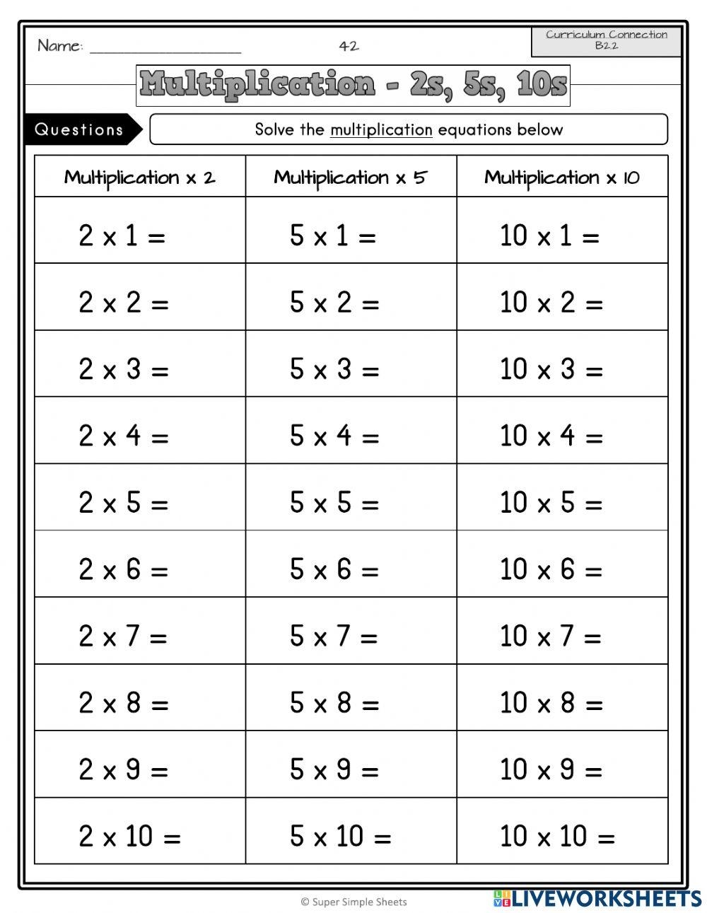 Multiplying By 5s Worksheets Worksheets Library