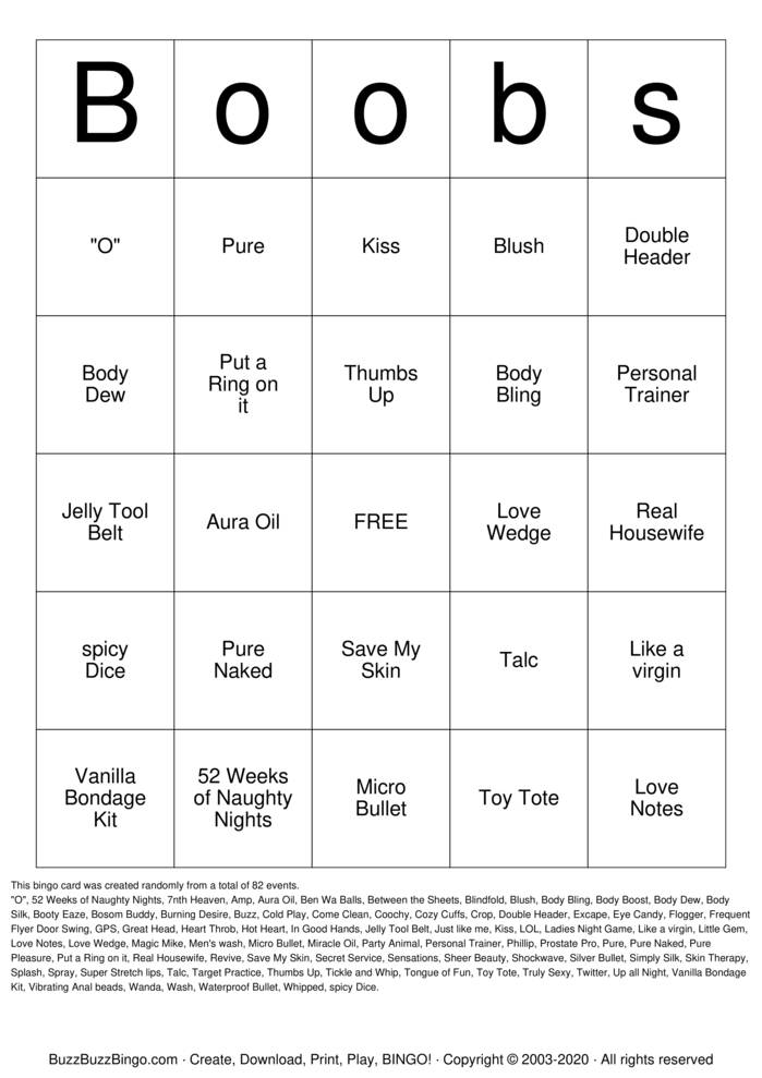 printable dirty bingo cards