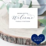 Navy Folded Place Cards Template Printable Blue Place Cards Throughout