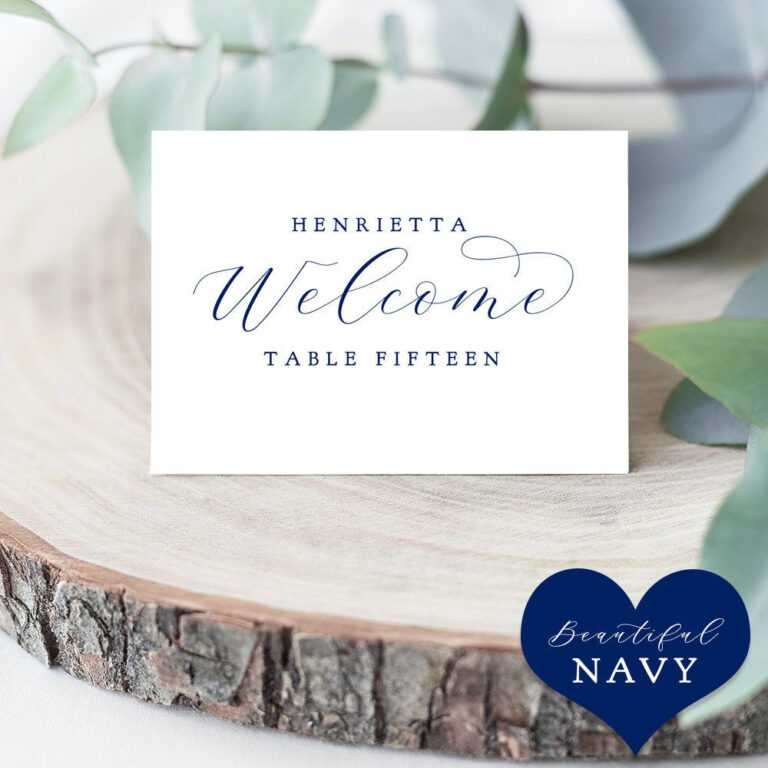 Navy Folded Place Cards Template Printable Blue Place Cards Throughout