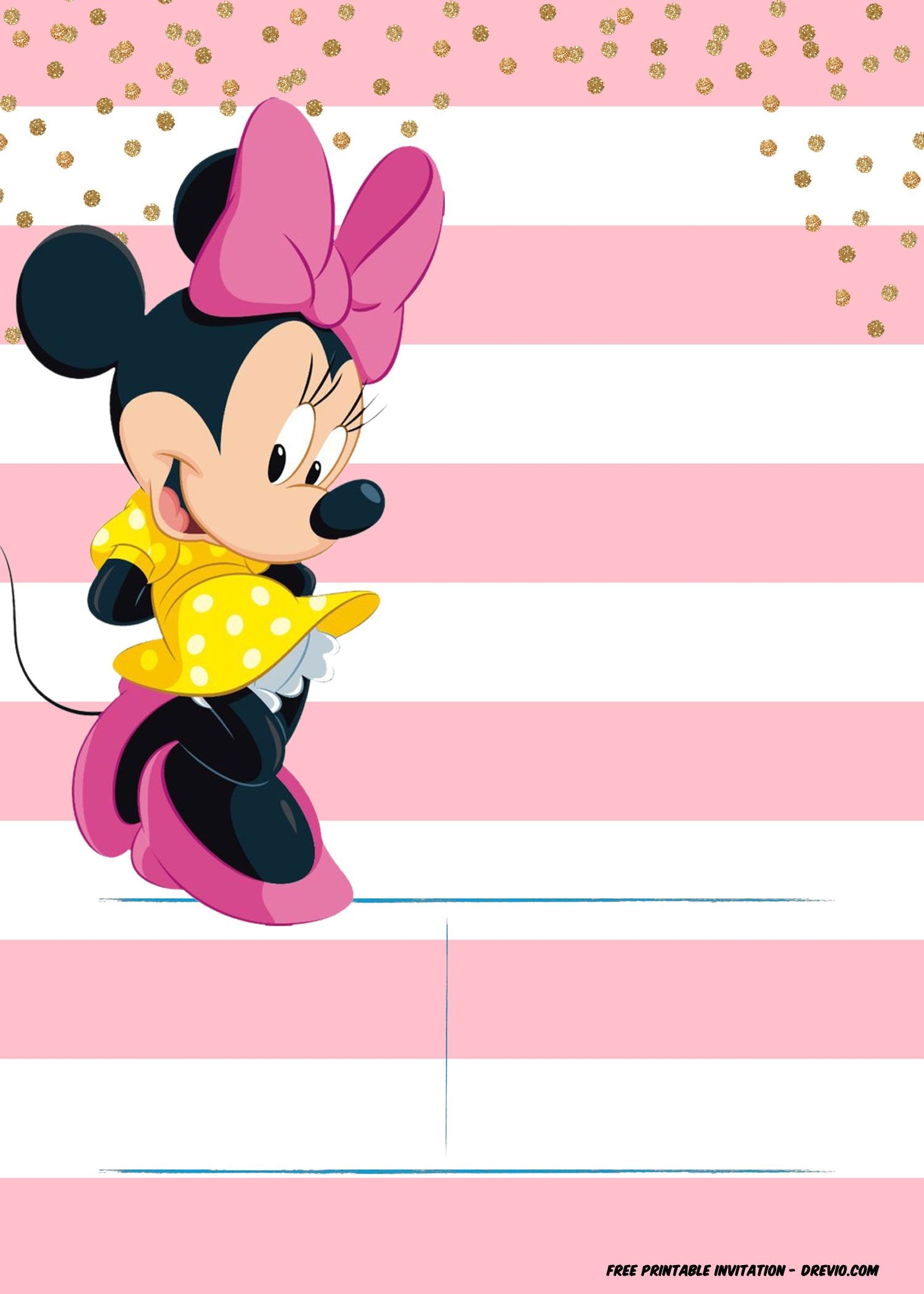 Nice Minnie Mouse Invitation Template Editable And FREE Download 1st 