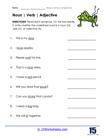 Noun Verb Or Adjective Worksheets 15 Worksheets Worksheets