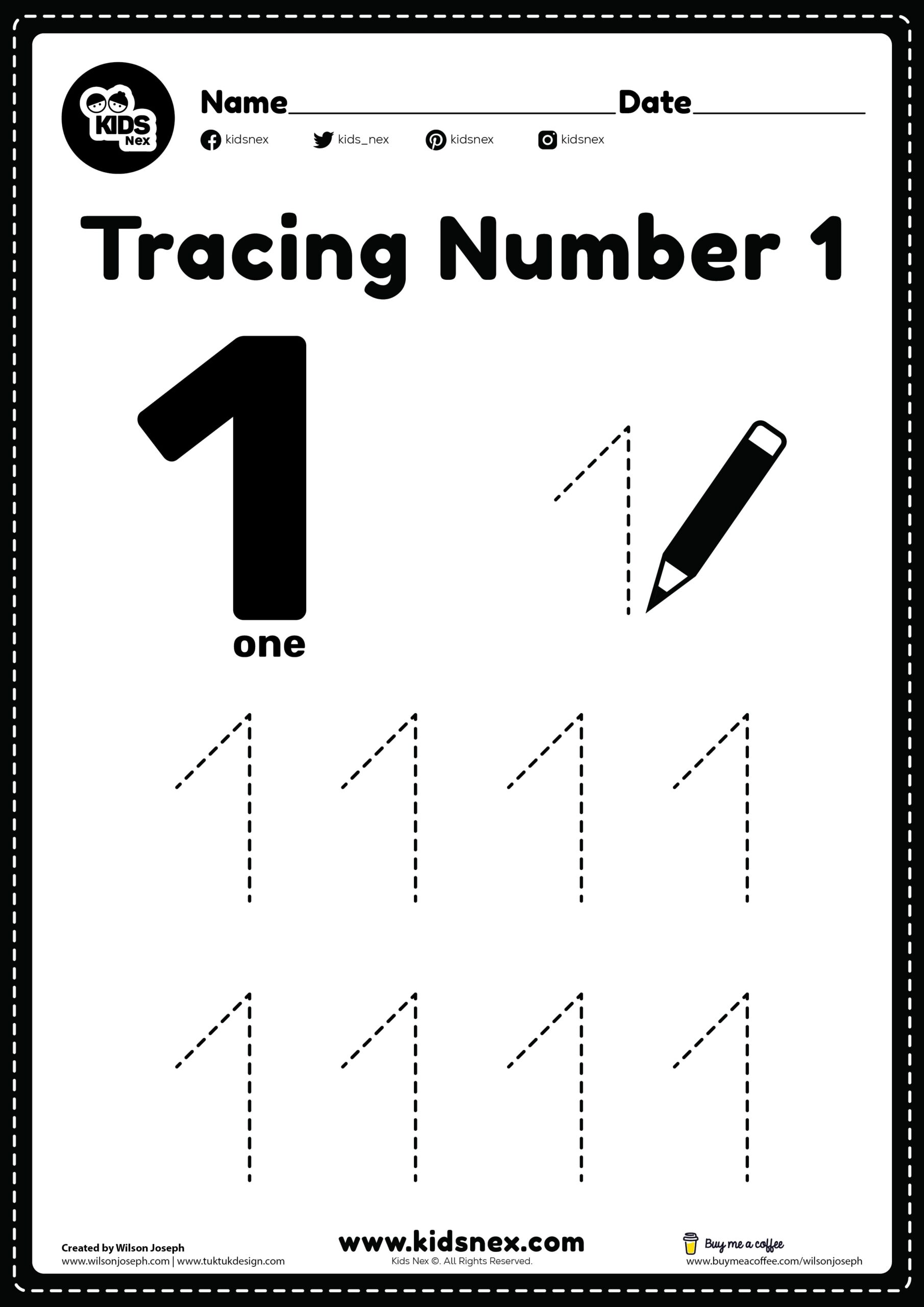 number 1 tracing worksheet
