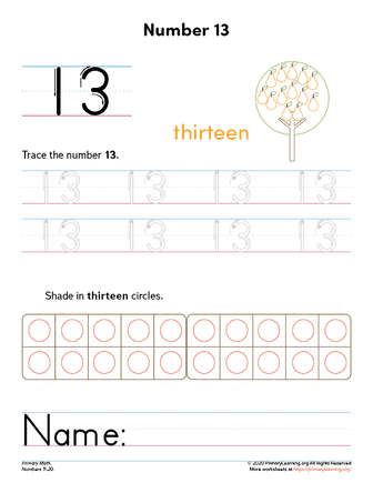 Number 13 Worksheet PrimaryLearning Org