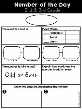 Number Of The Day Worksheet By Mr Elementary Math TpT