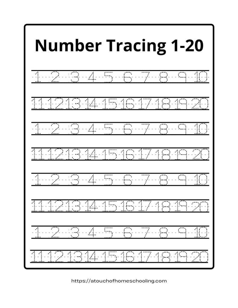 Number Tracing 1 20 PDF Free Printable Worksheets Printable Templates