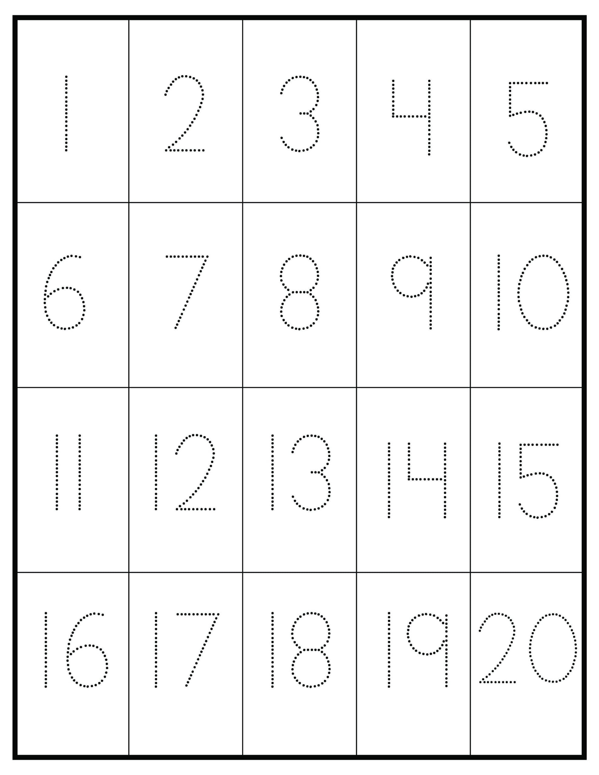 number tracing worksheets 1 20