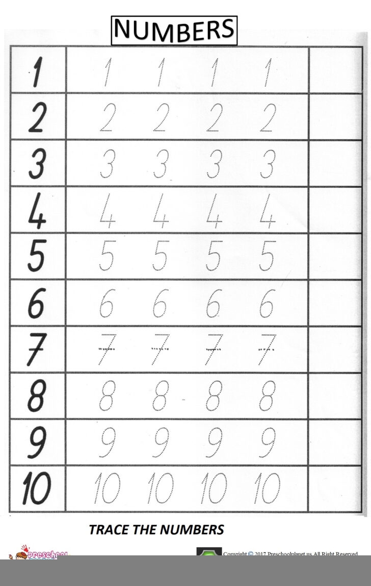 Number Tracing Worksheet For Preschool Tracing Worksheets