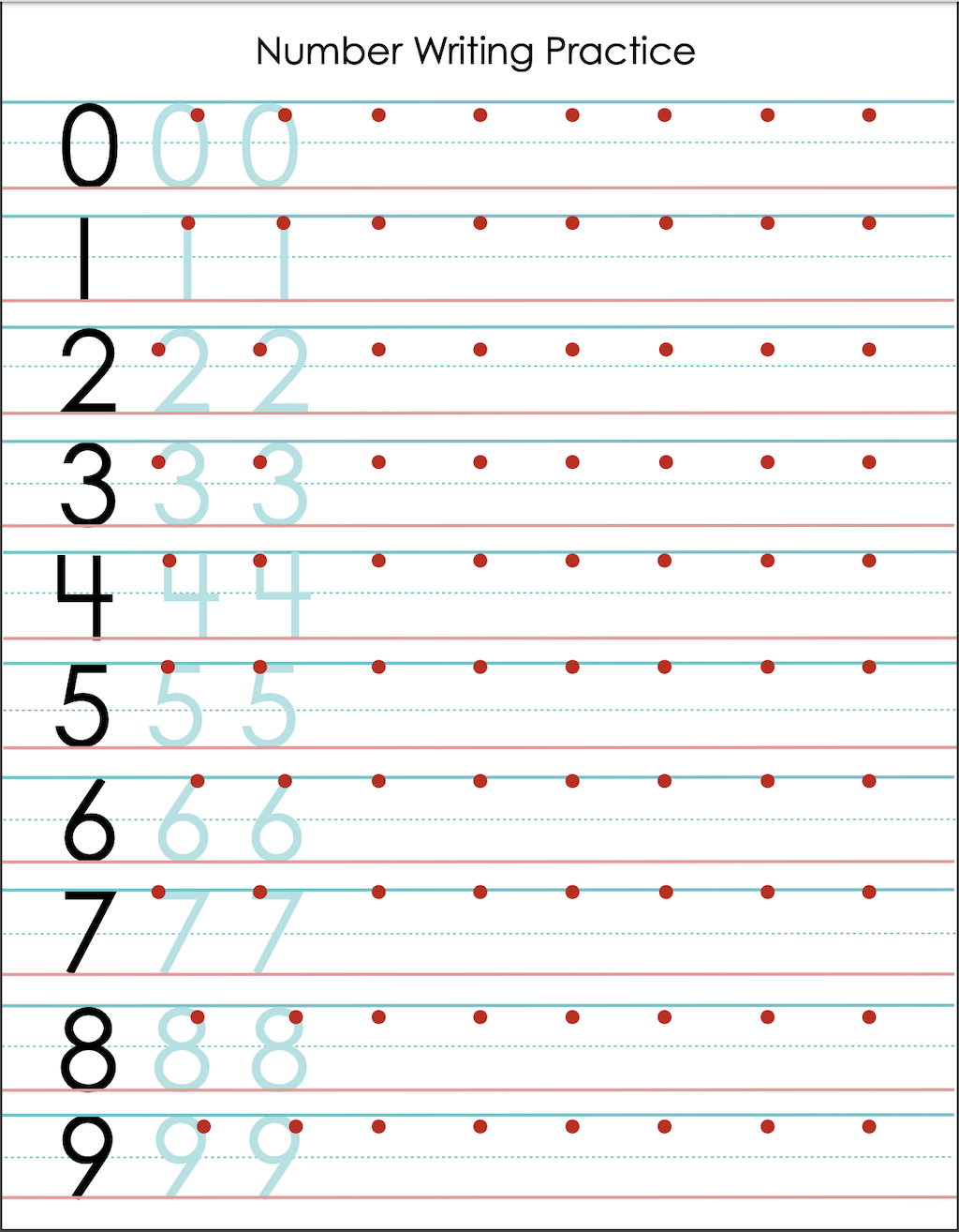 number writing worksheets