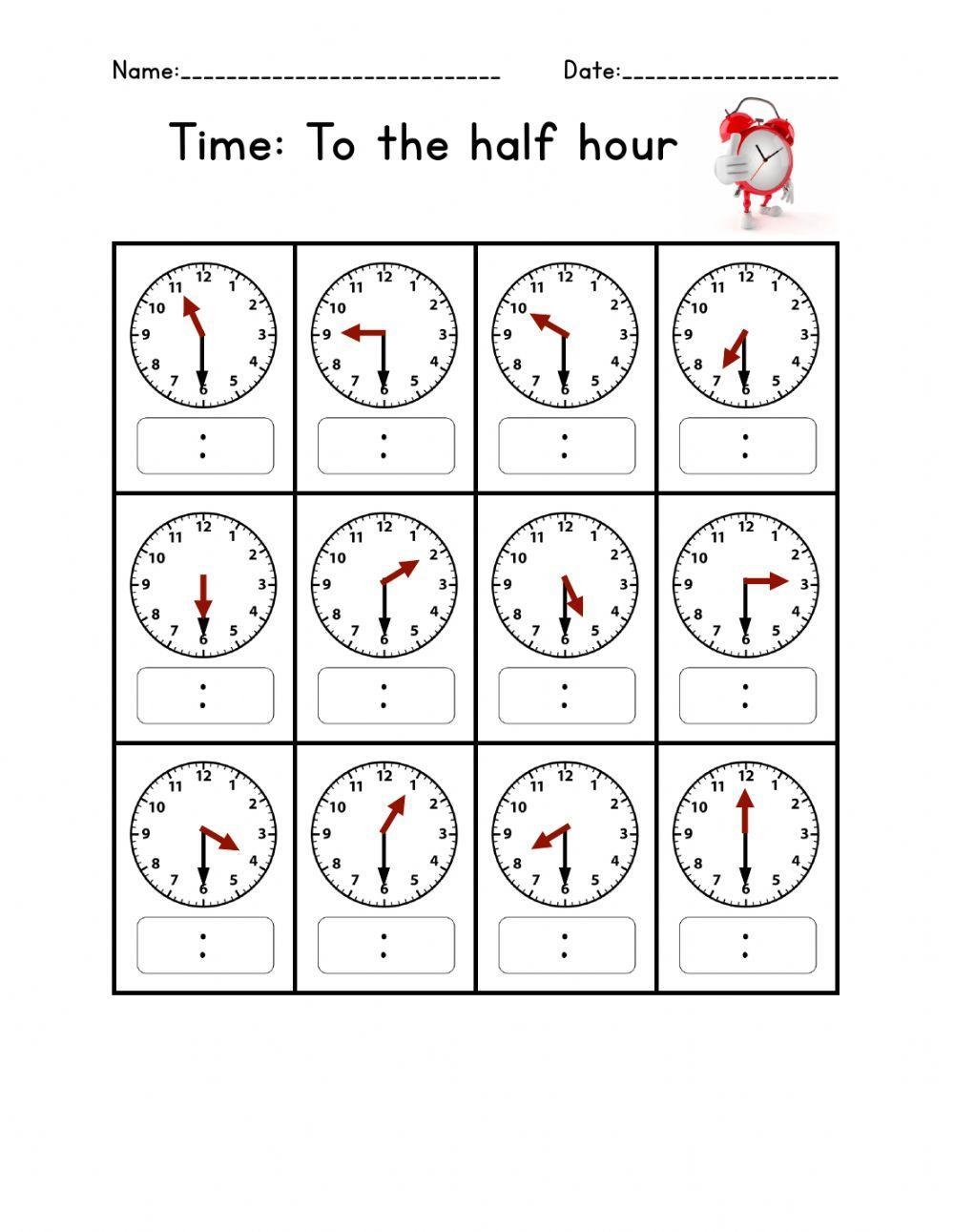 Oclock Half Past And Quarter Past The Hour Time Worksheet 