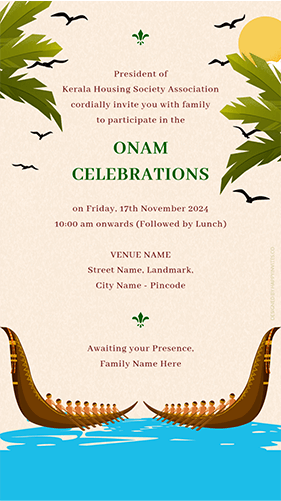 Onam Celebration Invitation Card Happy Invites Online Ecard