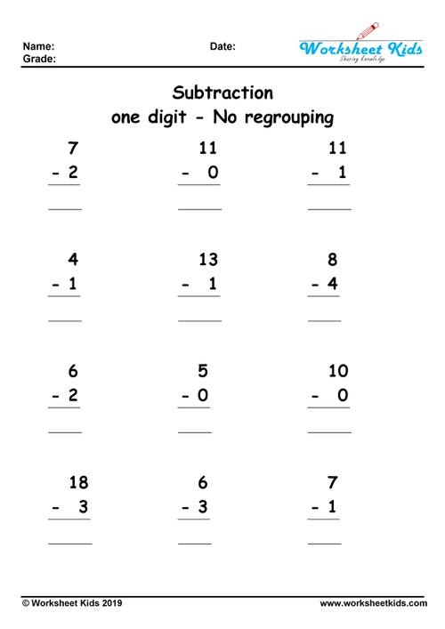2 digit subtraction no regrouping worksheets