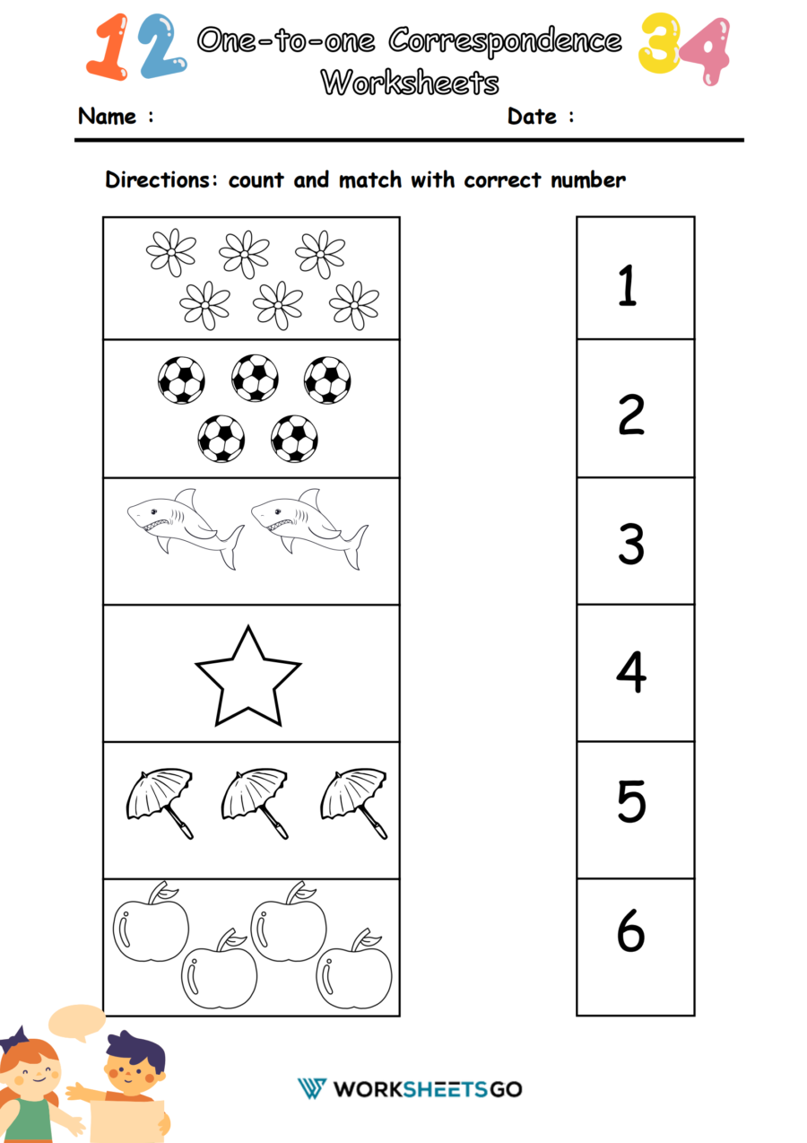 one to one correspondence worksheets