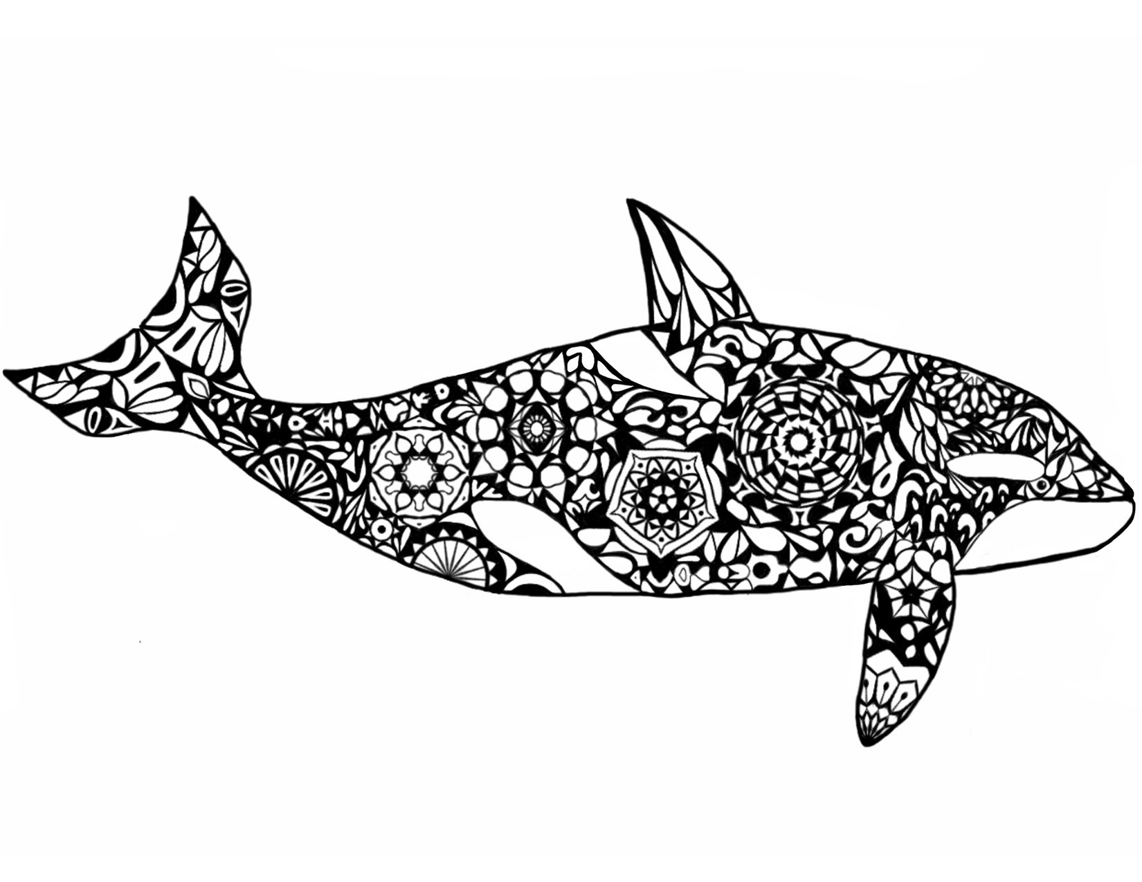 Orca Whale Mosaic Adult Coloring Page Mermaid Coloring Pages