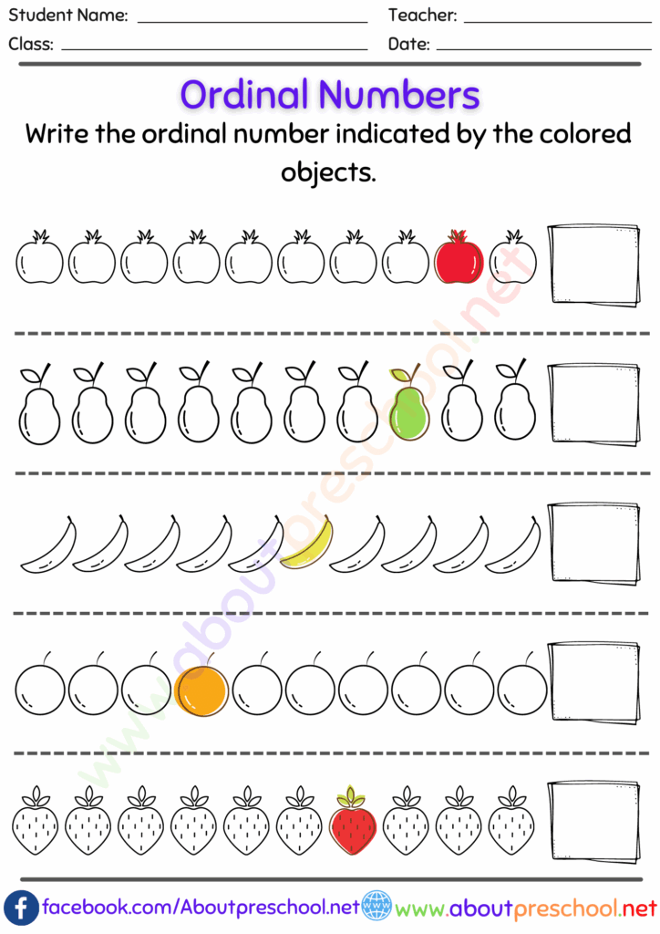 Ordinal Numbers And Words Worksheets Worksheets Library