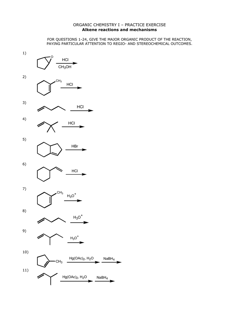 Organic Chemistry Reaction Mechanism Worksheet Chemistryworksheet