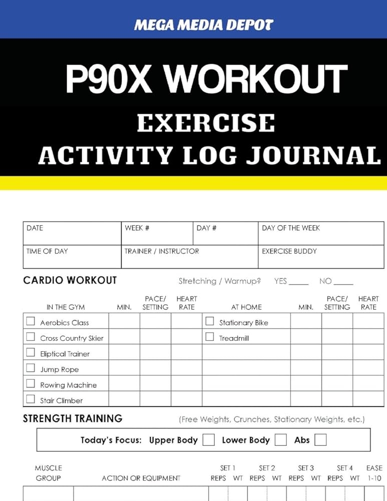 P90x Workbook Exercise Activity Log Journal Mega Media Depot 