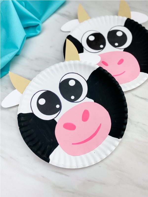 printable paper plate cow craft template