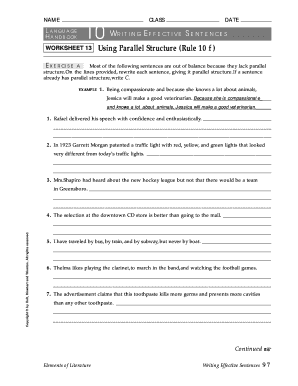 Parallel Structure Worksheet Answer Key Complete With Ease 