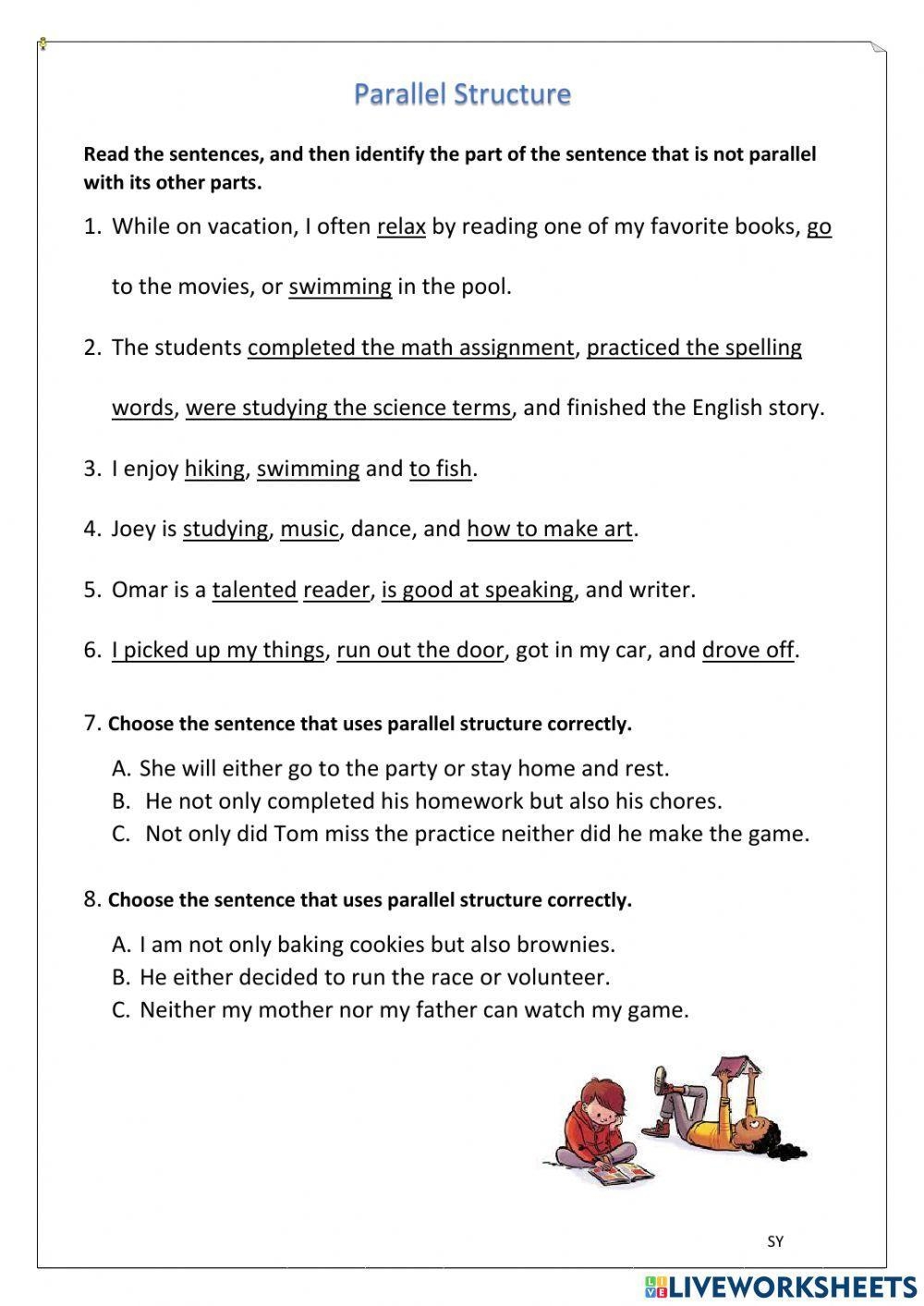 parallel structure worksheet