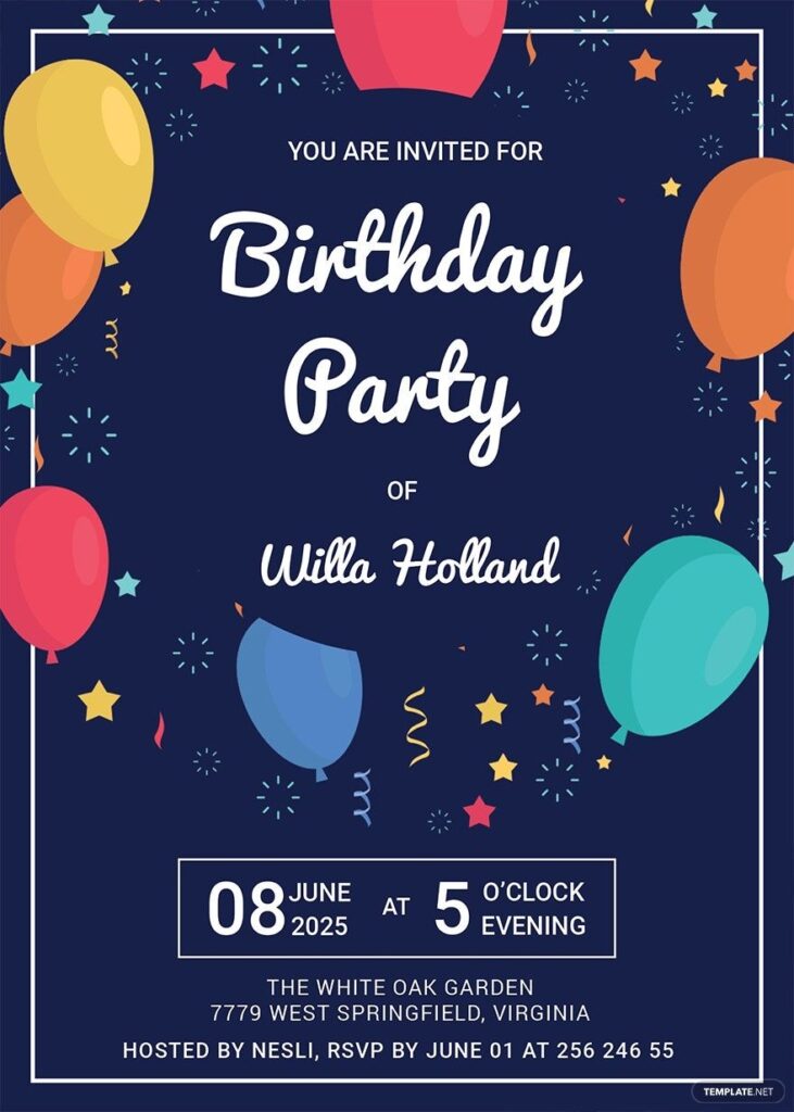 Party Invitation Templates Design Free Download Template