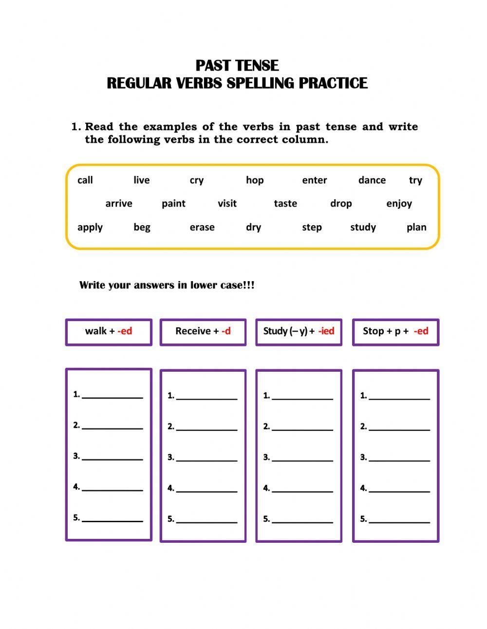past tense verbs worksheets