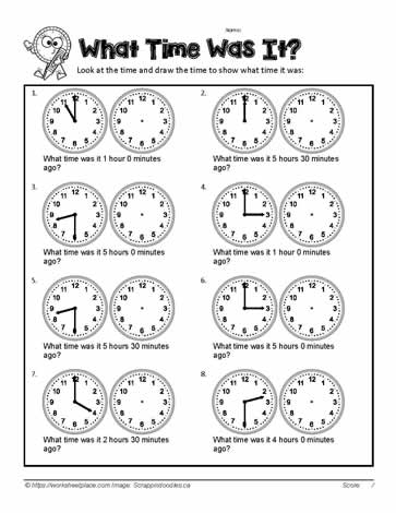 Past Time Half Hour Worksheets